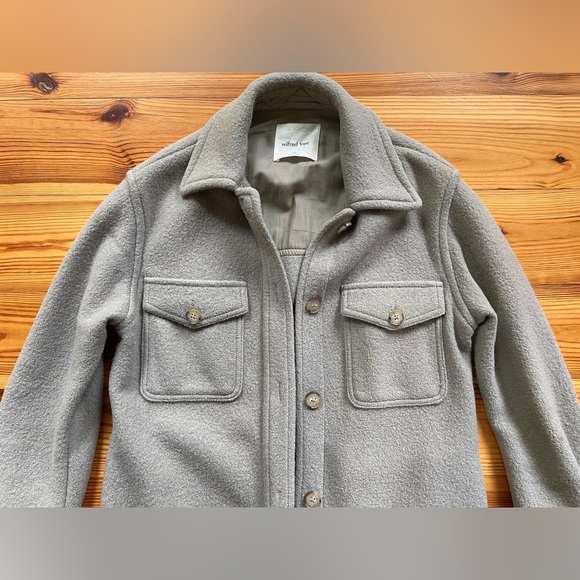 WILFRED Aritzia Sage Green Ganna Long Shirt Jacket Shacket XXS 00 0 - Picture 2 of 4